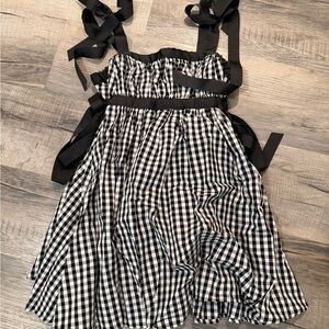 Eesome Black and White Gingham Dress